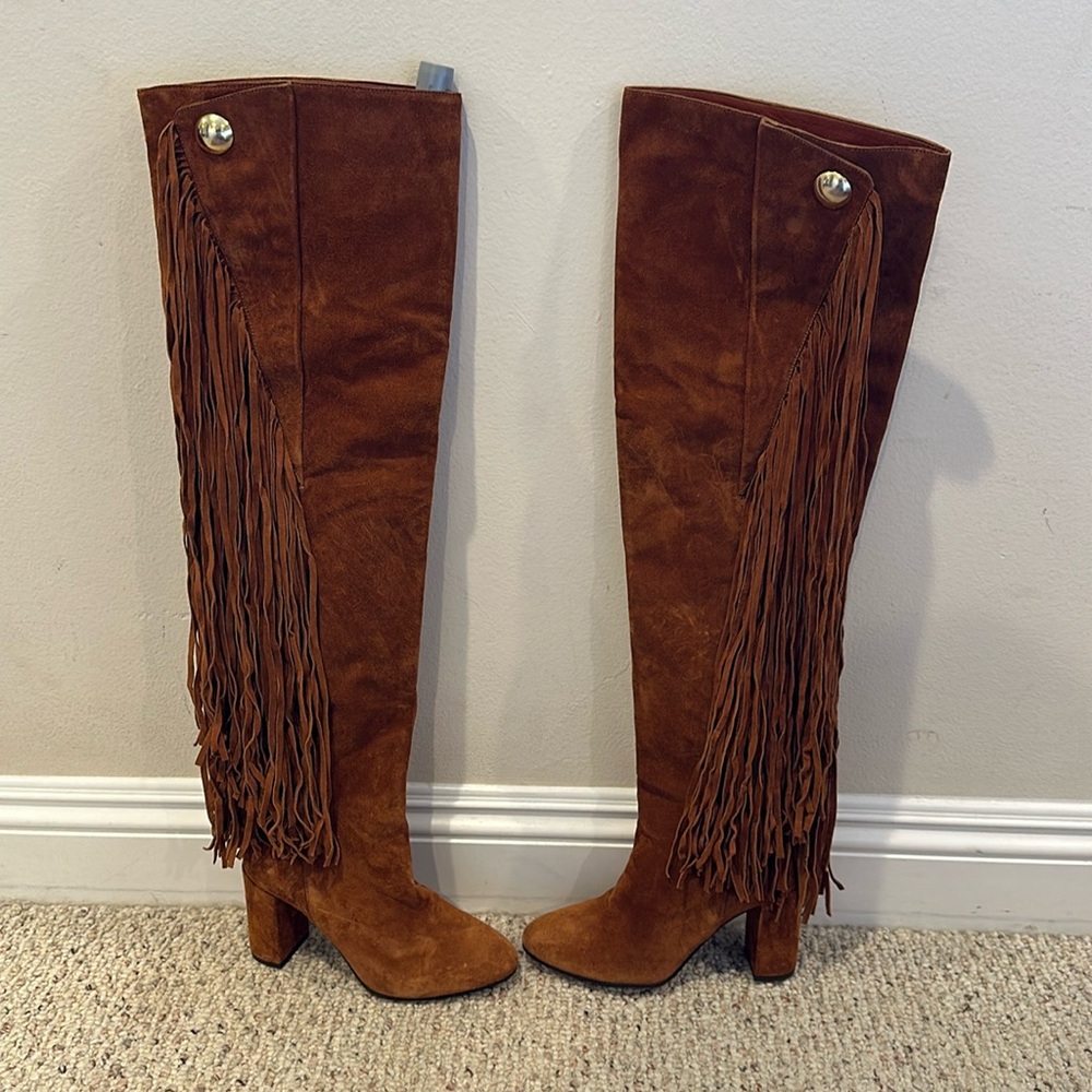 Chloe Over the Knee Fringe Boots